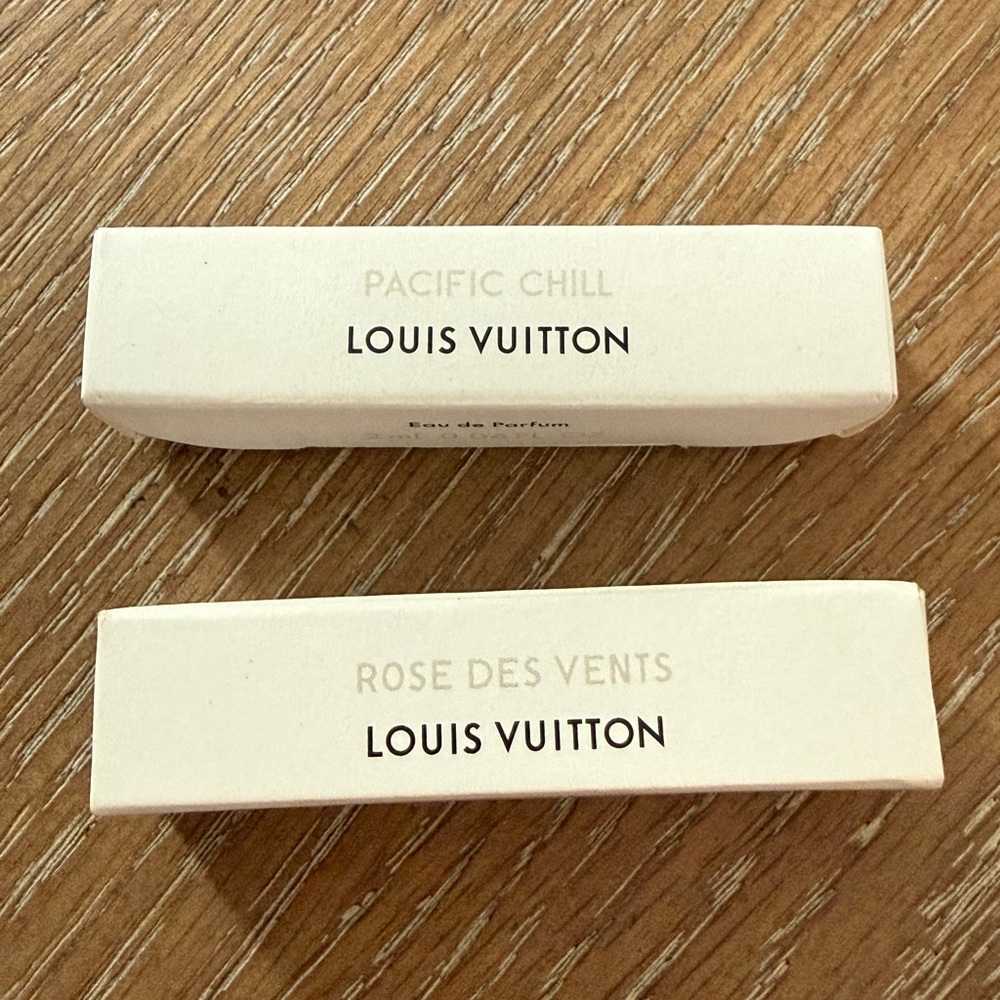 LOUIS VUITTON 2 Perfume Sample 2ml /0.06oz  PACIFIC CHILL & Rose Des Vents New